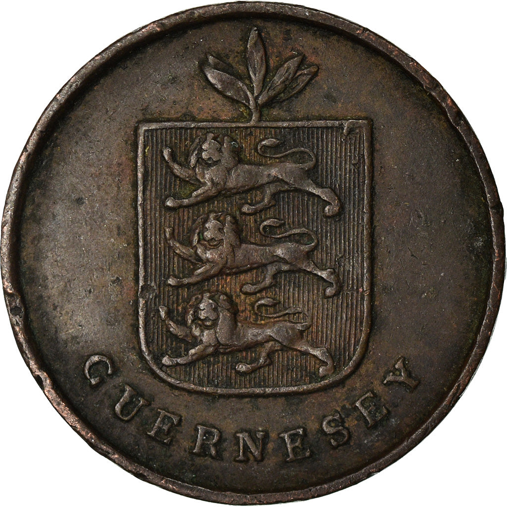 Coin, Guernsey, Double, 1830, Heaton, EF(40-45), Copper, KM:1