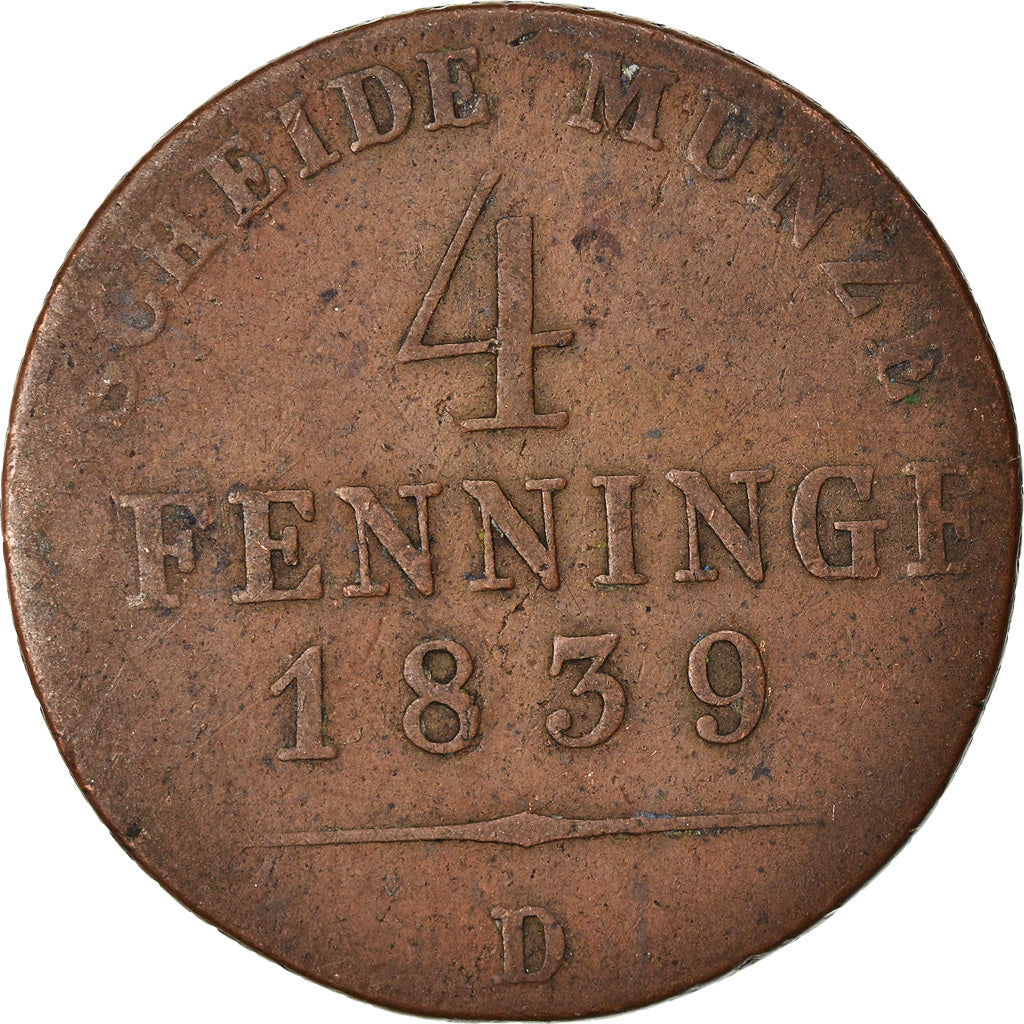 Coin, German States, PRUSSIA, Friedrich Wilhelm III, 4 Pfennig, 1839