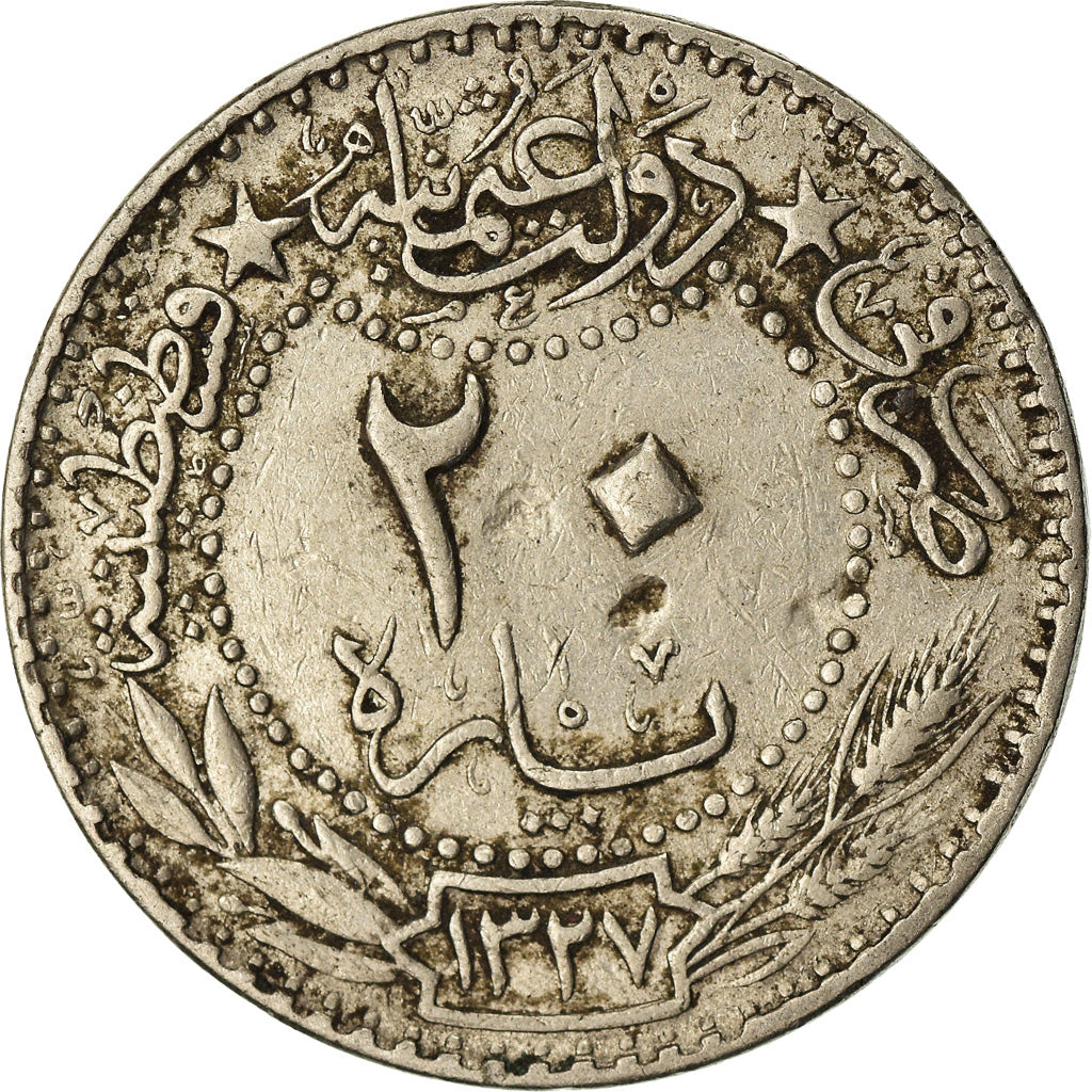 Monnaie, Turquie, Muhammad V, 20 Para, 1913, Qustantiniyah, TTB, Nickel, KM:761