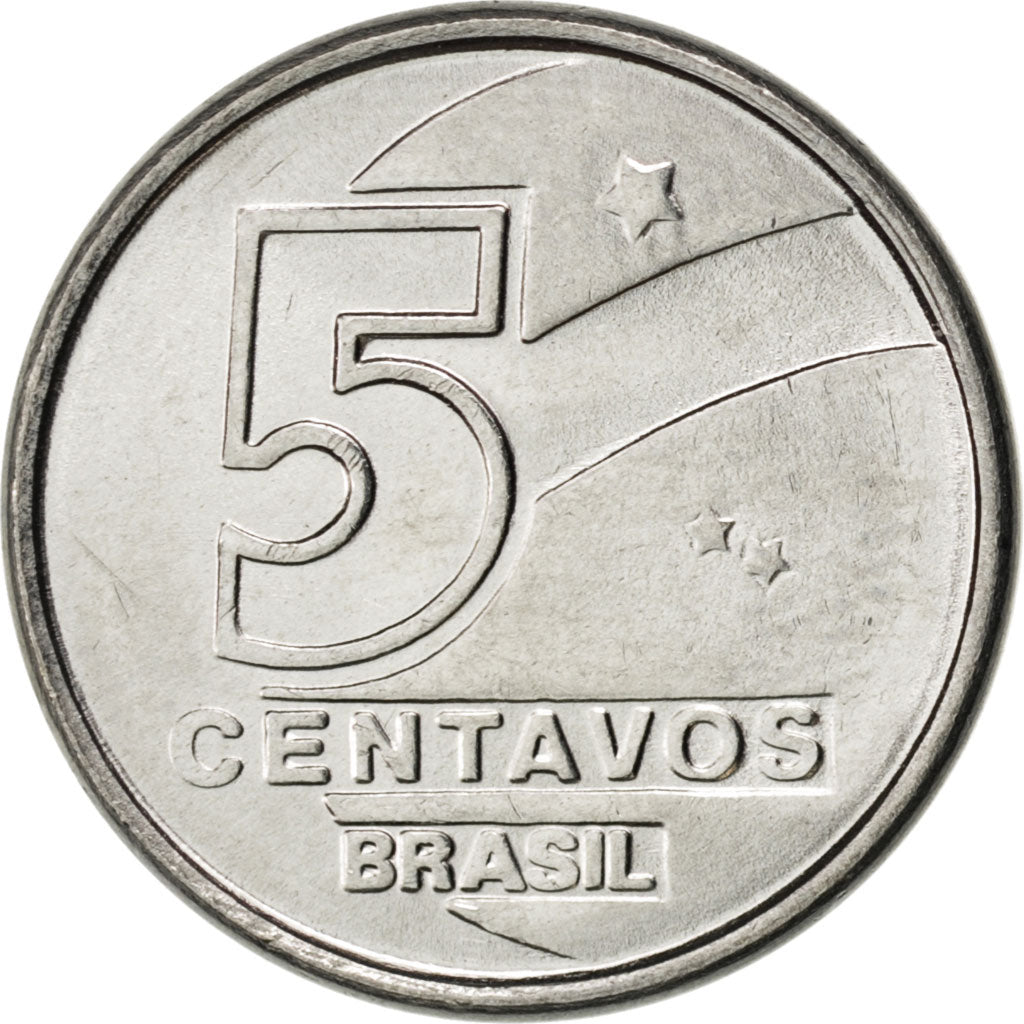 BRAZIL, 5 Centavos, 1989, KM #612, MS(63), Stainless Steel, 17.5, 2.33