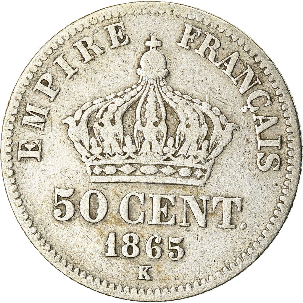 Coin, France, Napoleon III, Napoléon III, 50 Centimes, 1865, Bordeaux