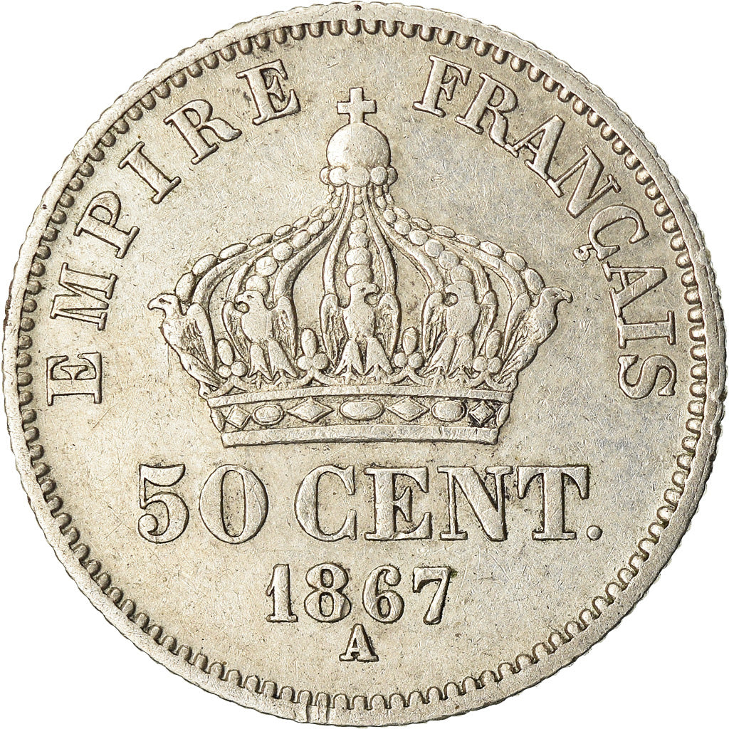 Coin, France, Napoleon III, 50 Centimes, 1867, Paris, EF(40-45), Silver