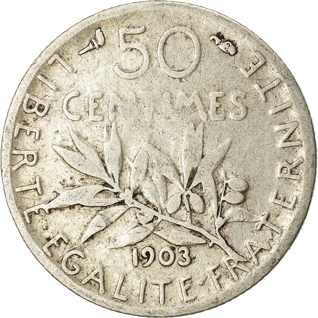 Coin, France, Semeuse, 50 Centimes, 1903, Paris, VF(20-25), Silver, KM:854