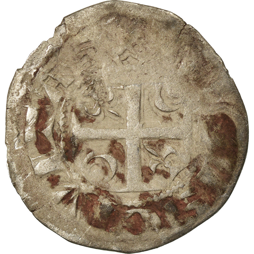 Moneda, Francia, Champagne, Guillaume I, Denarius, 1176-1202, Reims, BC+, Plata