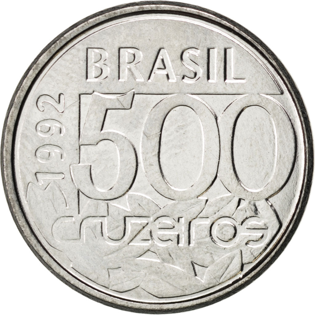 BRAZIL, 500 Cruzeiros, 1992, KM #624, MS(63), Stainless Steel, 19, 2.61