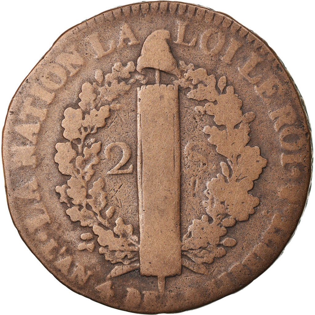 Coin, France, Louis XVI, 2 Sols, 1792, Paris, VF(20-25), Bronze, Gadoury:25