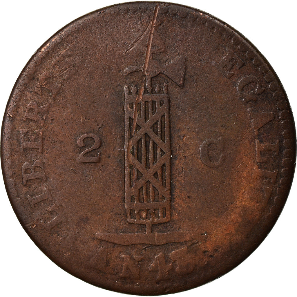 Coin, Haiti, 2 Centimes, 1846, F(12-15), Copper, KM:26