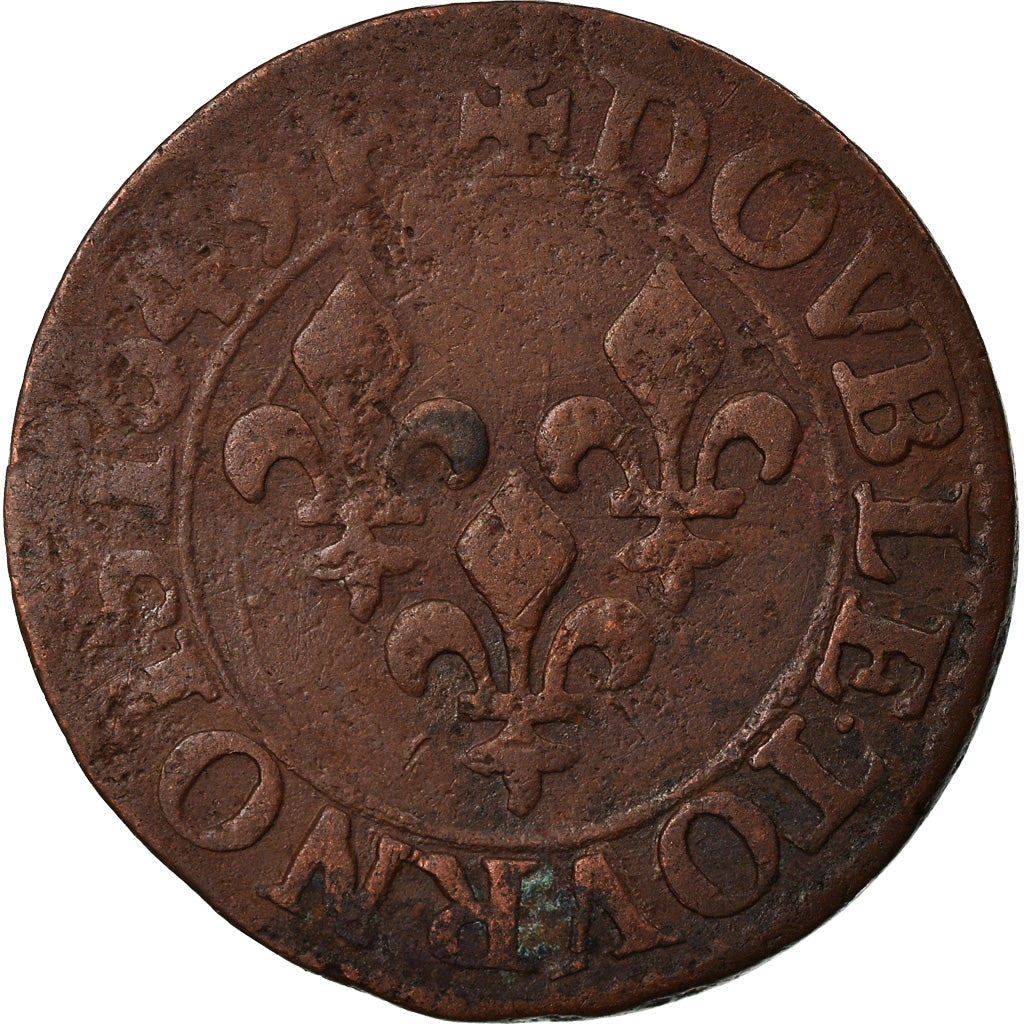 Coin, France, Louis XIII, Double tournois de Warin, 1643, Tours