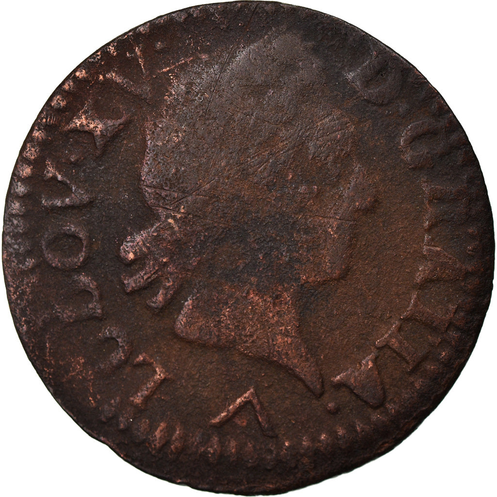 Moneta, Francja, Louis XV, Liard à la vieille tête, Liard, 1773, Lille