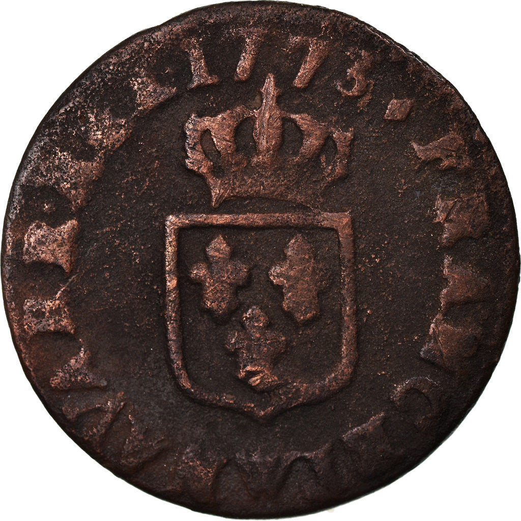 Moneta, Francja, Louis XV, Liard à la vieille tête, Liard, 1773, Lille