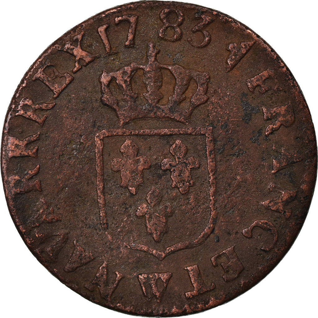 Munten, Frankrijk, Louis XVI, Liard, Liard, 1783, Lille, FR, Koper, KM:585.14