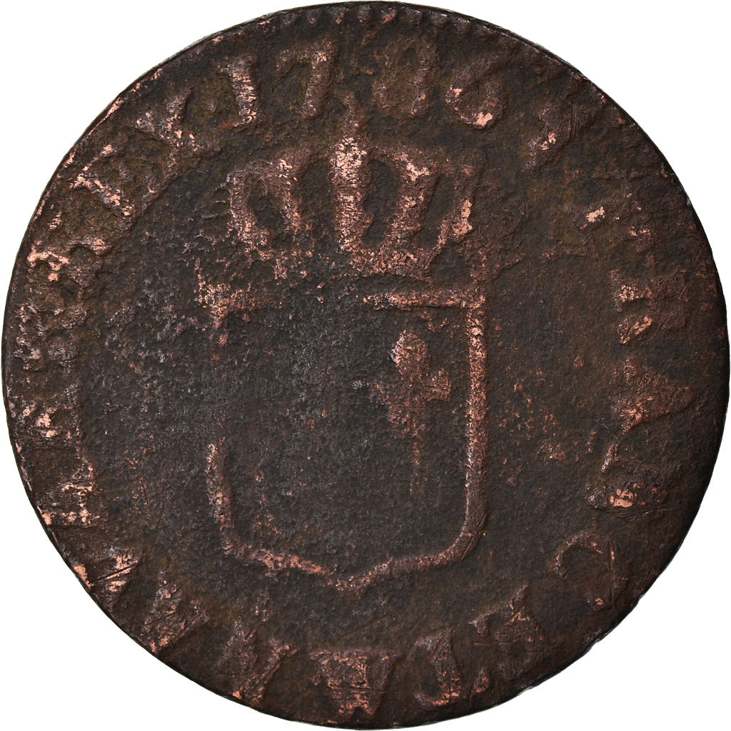Moneda, Francia, Louis XVI, Liard, Liard, 1786, Lille, BC, Cobre, KM:585.14