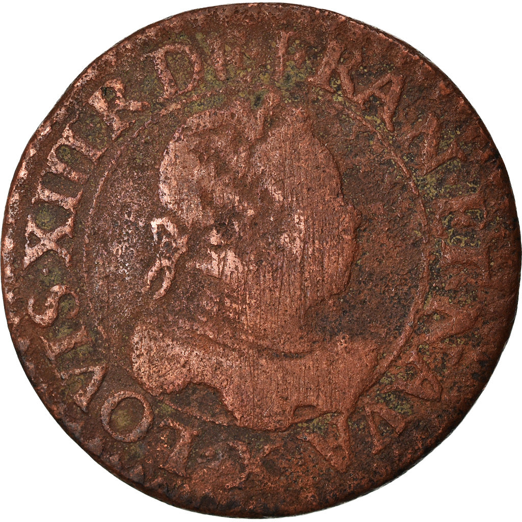 Coin, France, Louis XIII, Double tournois, buste laurée et cuirassé, Double