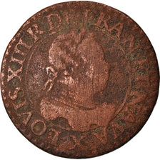Coin, France, Louis XIII, Double tournois, buste laurée et cuirassé, Double