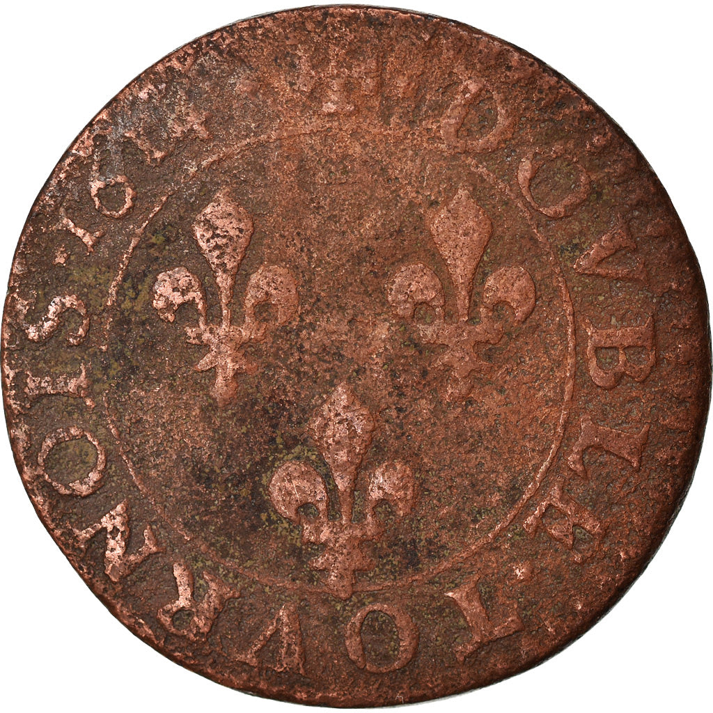 Coin, France, Louis XIII, Double tournois, buste laurée et cuirassé, Double