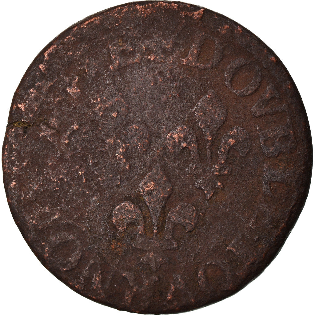 Munten, Frankrijk, Louis XIII, Double tournois de Warin, tête à gauche, Double