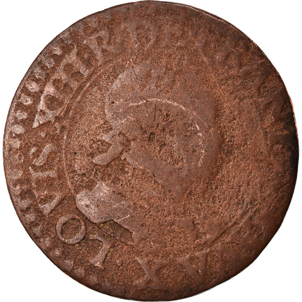 Munten, Frankrijk, Louis XIII, Double tournois, buste laurée et cuirassé