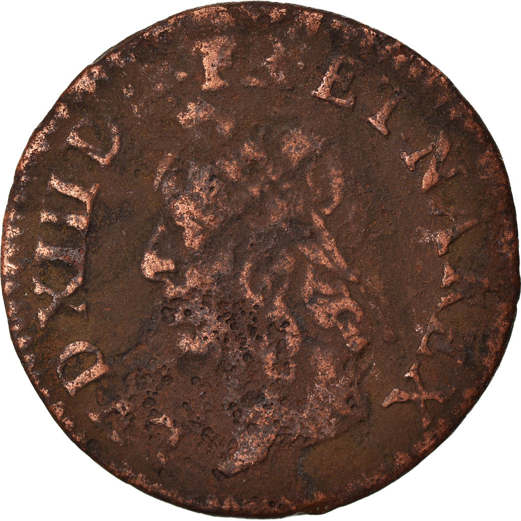 Munten, Frankrijk, Louis XIII, Double tournois de Warin, tête à gauche, Double