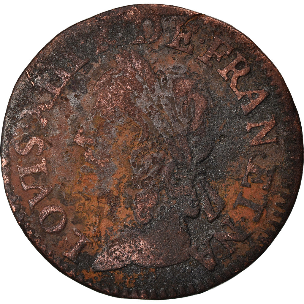 Munten, Frankrijk, Louis XIII, Double Tournois, 1642, FR, Koper
