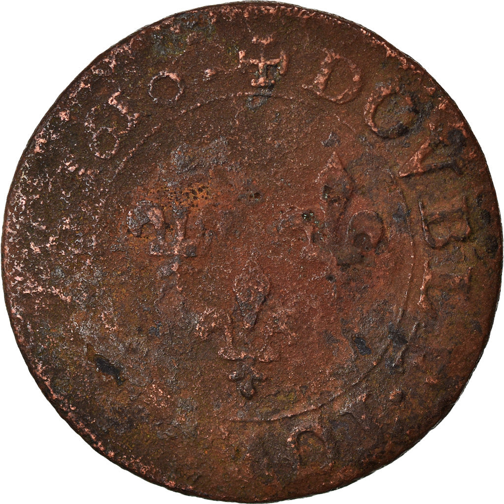 Moneta, Francia, Henri IV, Double Tournois, 1610, Paris, B+, Rame, Sombart:4184