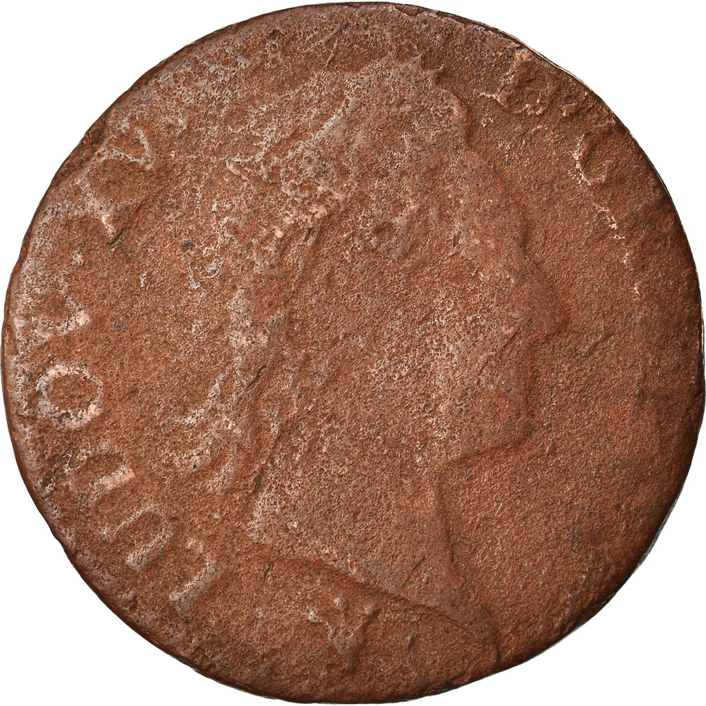 Munten, Frankrijk, Louis XV, Liard à la vieille tête, Liard, 1770, Reims, ZG+