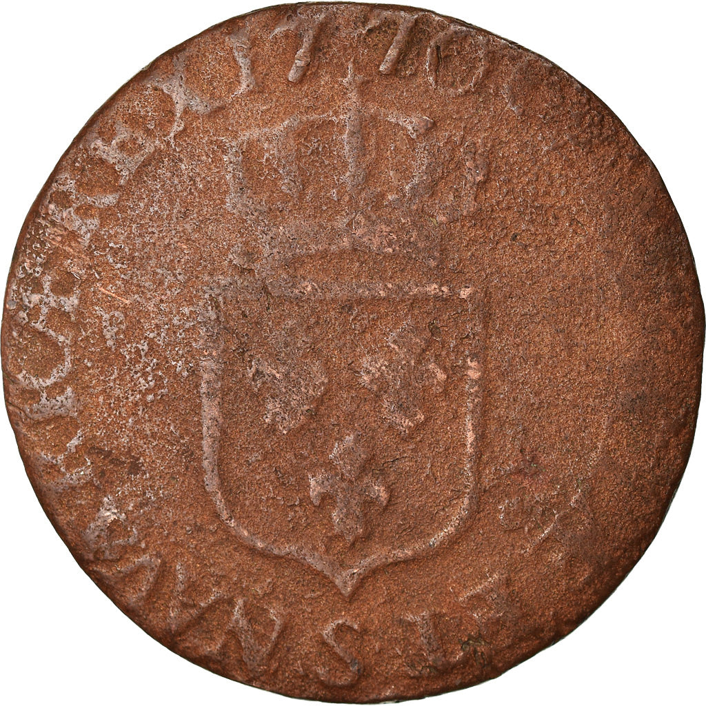 Munten, Frankrijk, Louis XV, Liard à la vieille tête, Liard, 1770, Reims, ZG+
