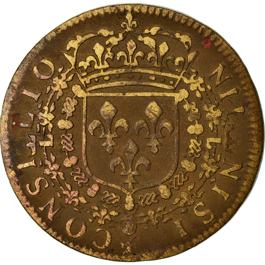 Francia, Token, Royal, Louis XIV, Conseil du Roi, MB+, Rame, Feuardent:244
