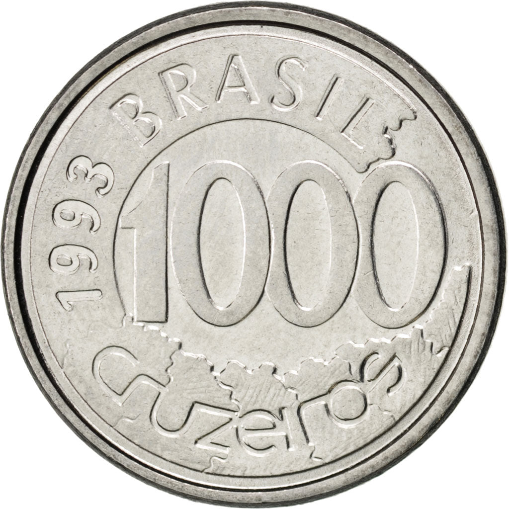 Moneta, Brasile, 1000 Cruzeiros, 1993, SPL, Acciaio inossidabile, KM:626