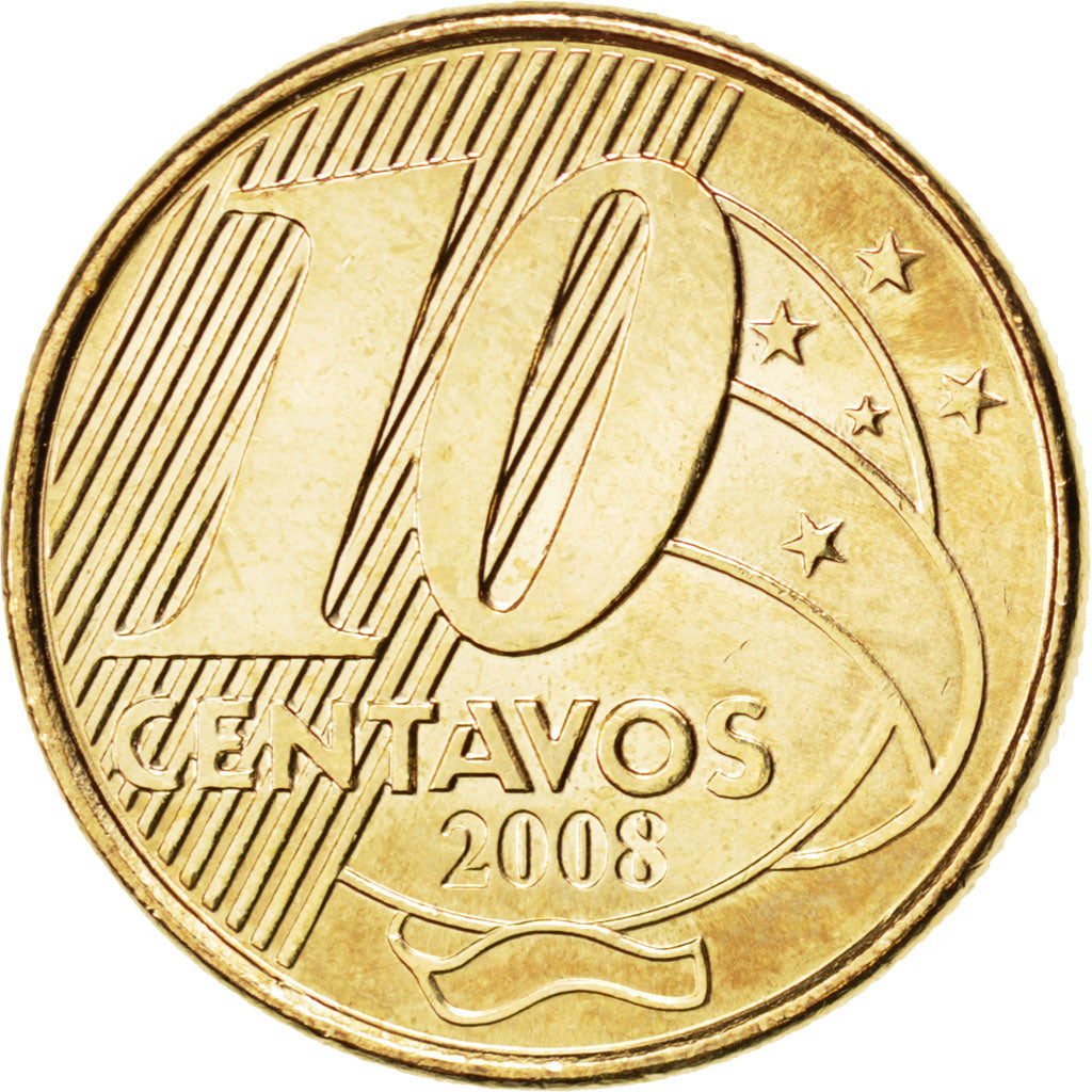 BRAZIL, 10 Centavos, 2008, KM #649.2, MS(63), Bronze Plated Steel, 20, 4.82