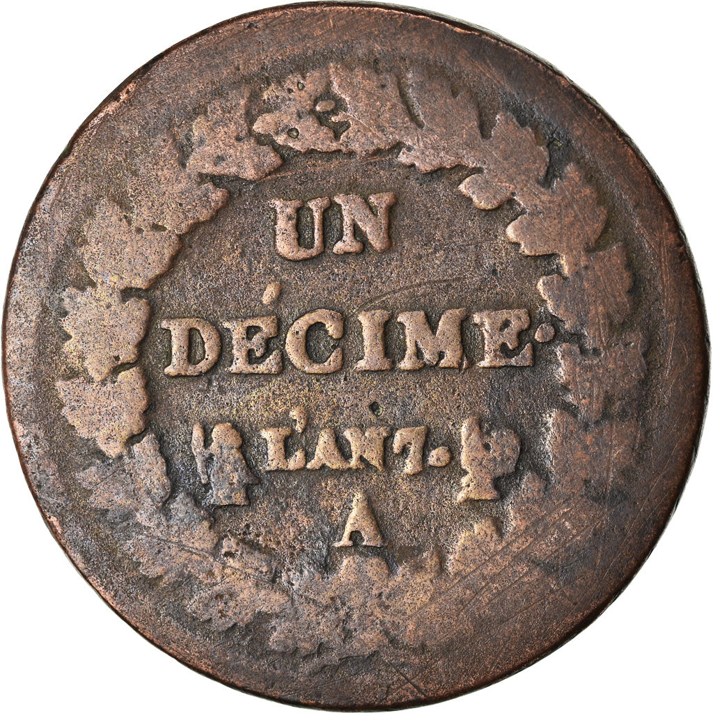 Münze, Frankreich, Dupré, Decime, AN 7, Paris, SGE, Bronze, KM:644.1