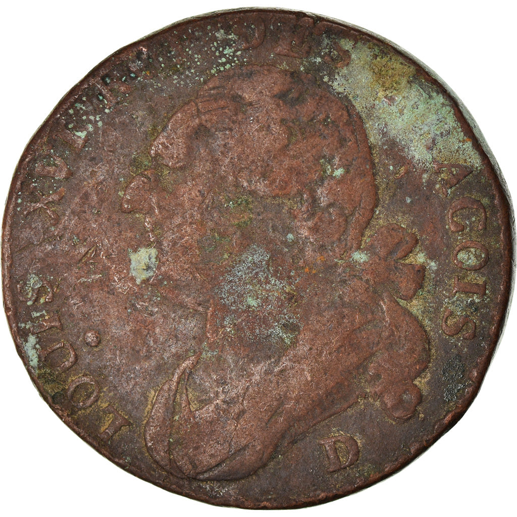 Münze, Frankreich, Louis XVI, 12 Deniers, 1792, Lyon, SGE+, Bronze, KM:600.5