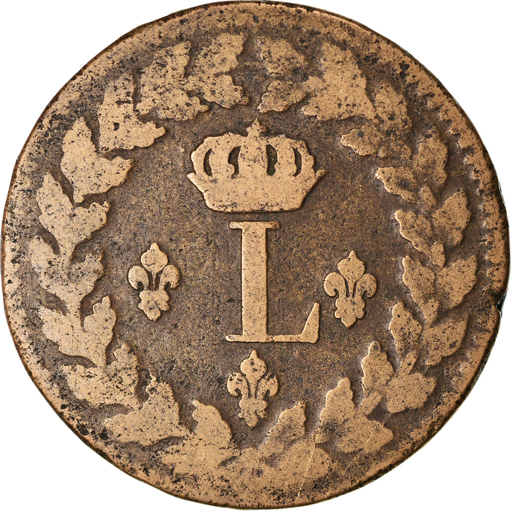 Moneta, Francia, Louis XVIII, Decime, 1815, Strasbourg, MB, Bronzo, KM:701