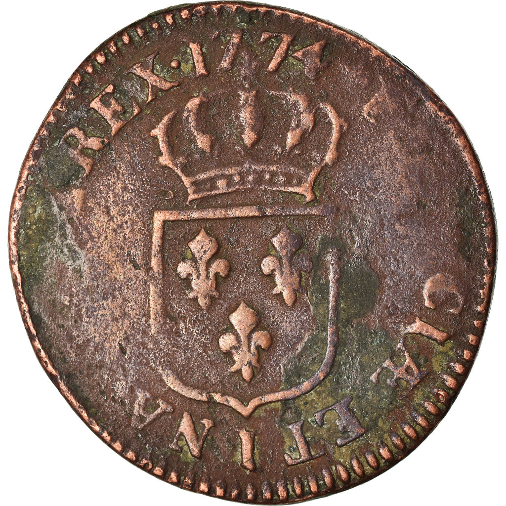 Münze, Frankreich, Louis XV, Sol à la vieille tête, Sol, 1774, Limoges, S+