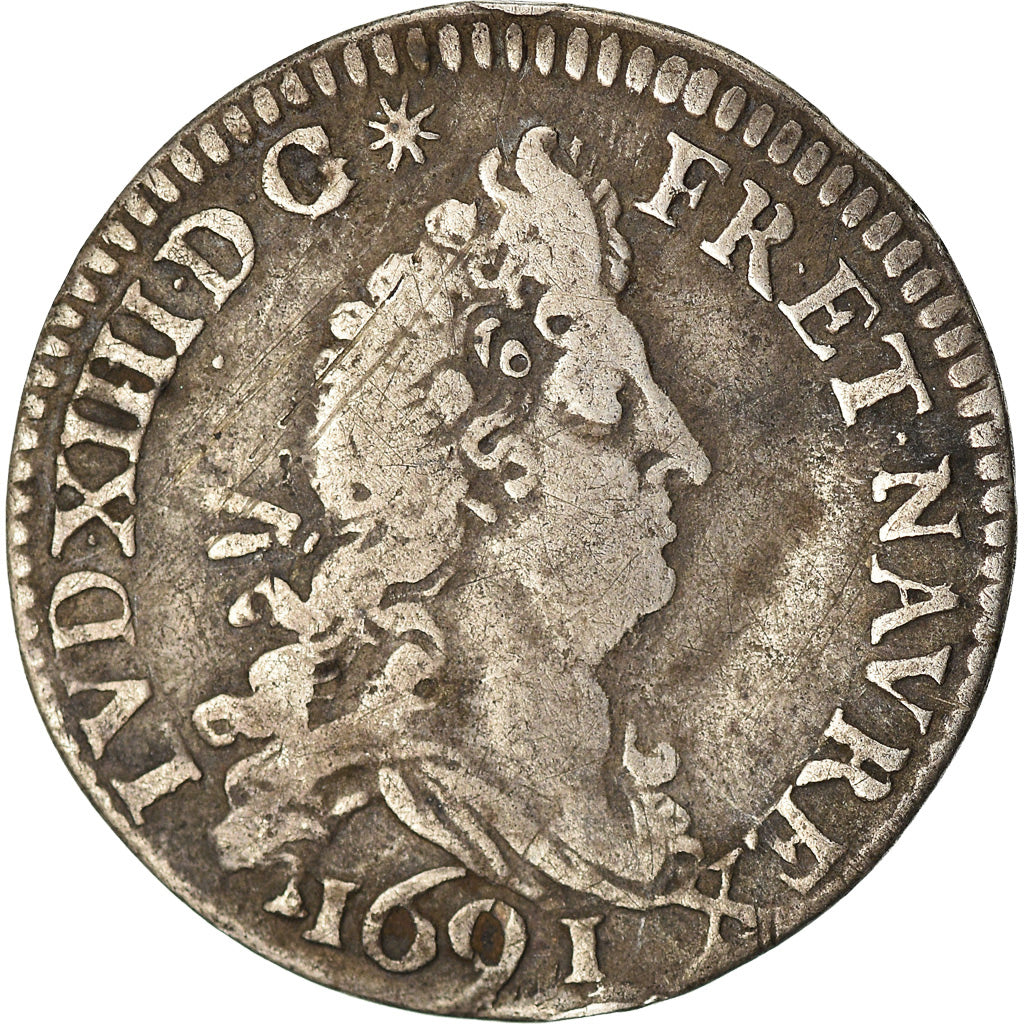 Munten, Frankrijk, Louis XIV, 4 Sols aux 2 L, 4 Sols 2 Deniers, 1691, Paris