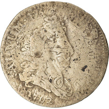 Moeda, França, Louis XIV, 5 Sols aux insignes, 5 Sols, 1/16 ECU, 1702, Paris