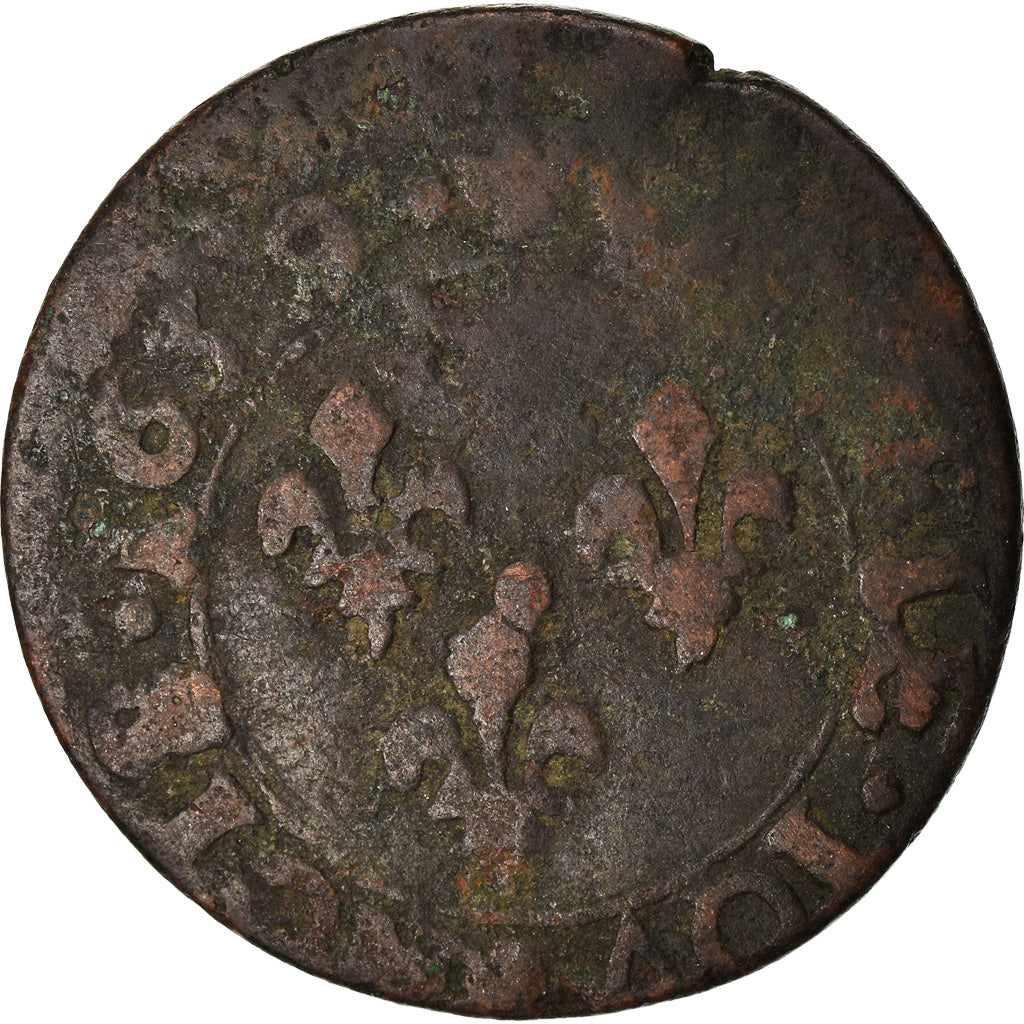 Monnaie, France, Louis XIII, Double Tournois, 1639, Vallée du Rhône, TB