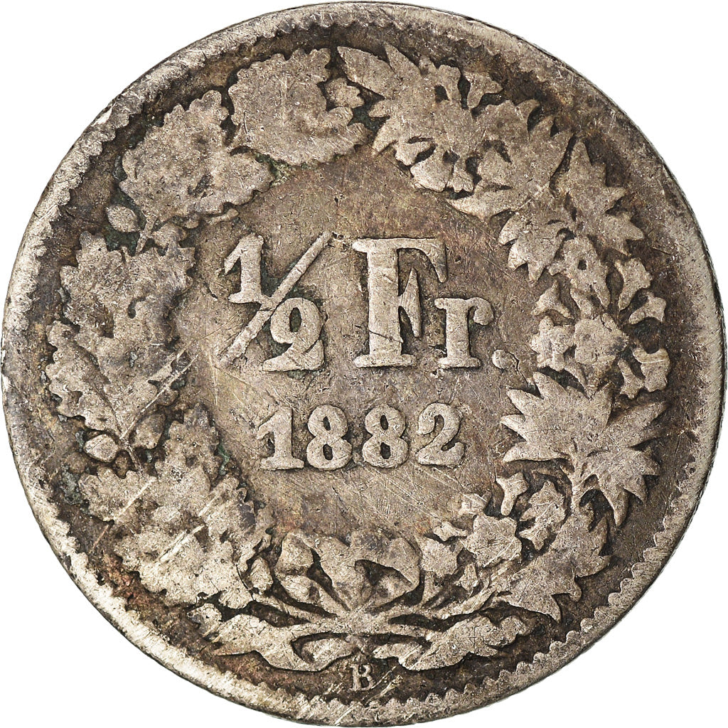 Coin, Switzerland, 1/2 Franc, 1882, Bern, F(12-15), Silver, KM:23