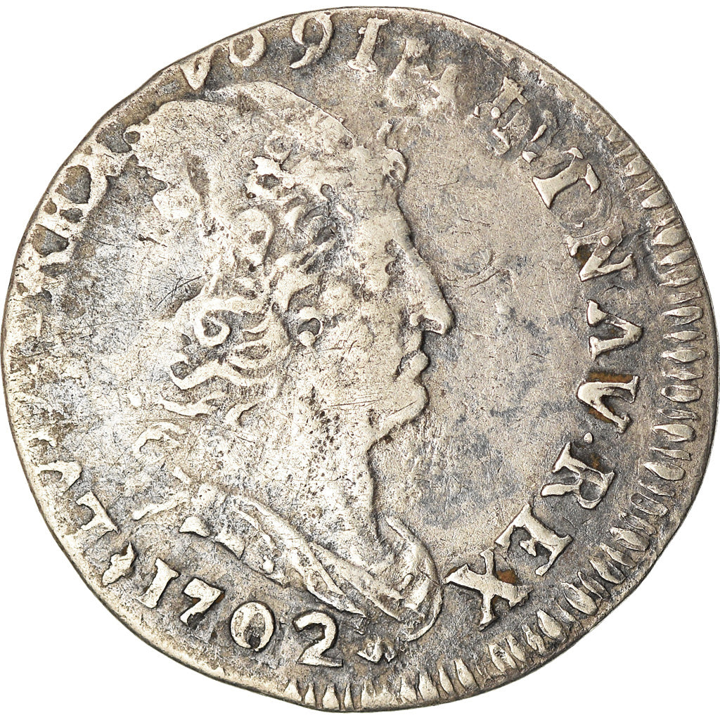 Munten, Frankrijk, Louis XIV, 5 Sols aux insignes, 5 Sols, 1/16 ECU, 1702