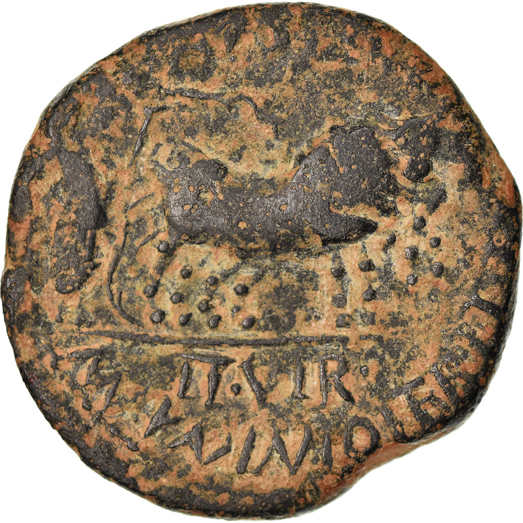 Moneda, Spain, Augustus, Bronze Æ, 2 BC, Caesaraugusta, MBC, Bronce, RPC:322