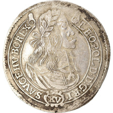 Moeda, Hungria, Leopold I, 15 Krajczar, 1664, Kremnitz, EF(40-45), Prata, KM:175