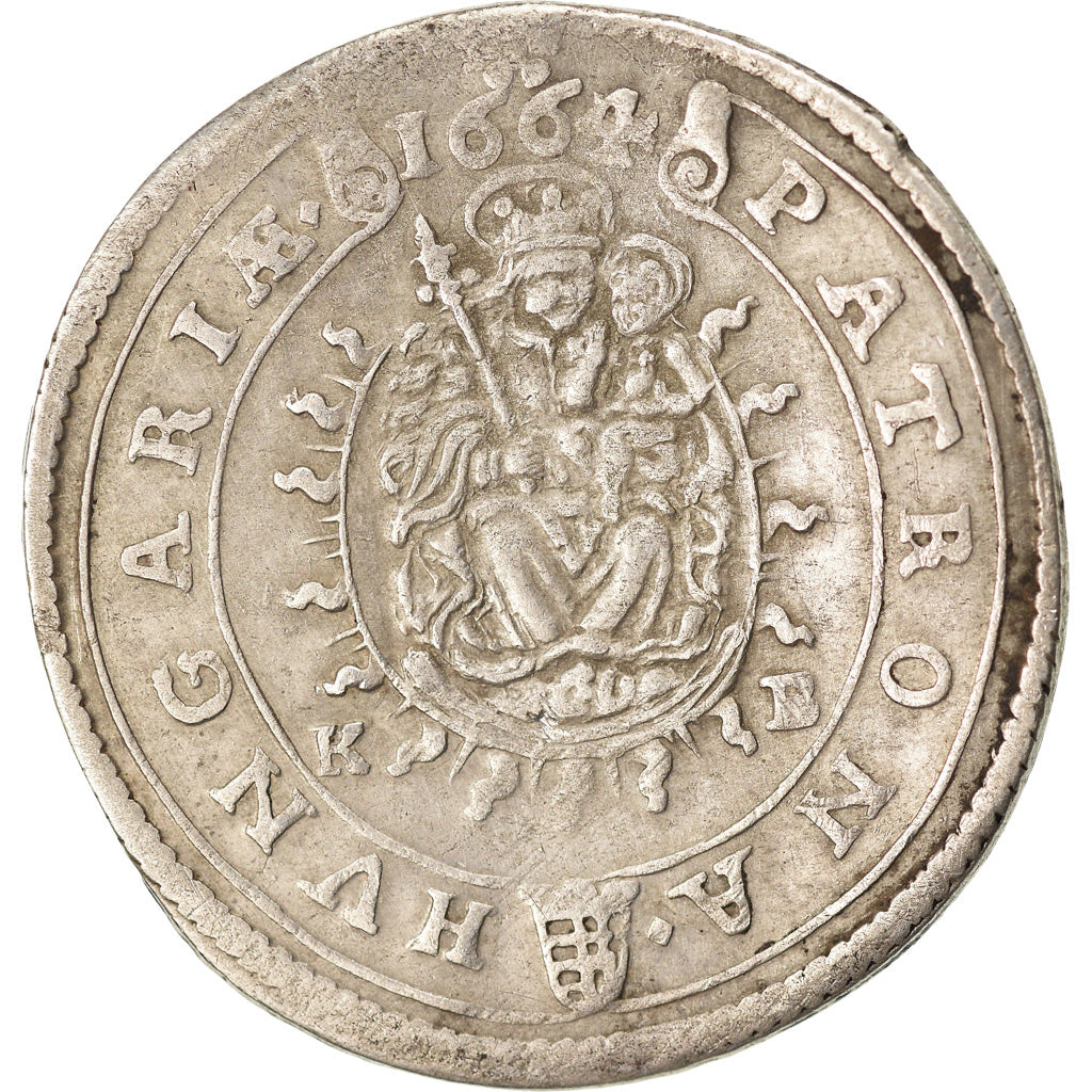 Moeda, Hungria, Leopold I, 15 Krajczar, 1664, Kremnitz, EF(40-45), Prata, KM:175