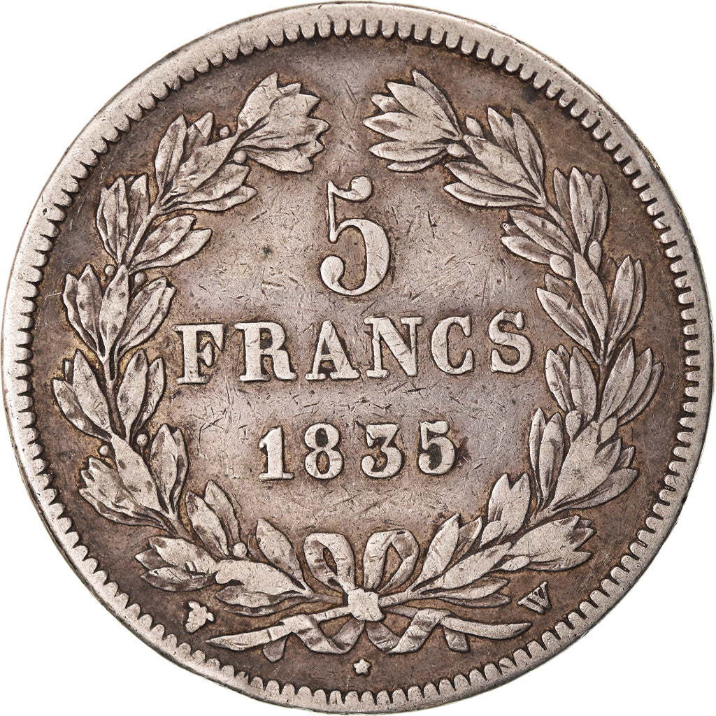 Coin, France, Louis-Philippe, 5 Francs, 1835, Lille, EF(40-45), Silver