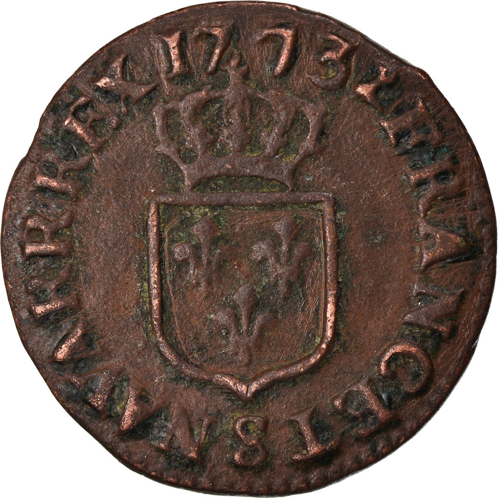 Coin, France, Louis XV, Liard à la vieille tête, Liard, 1773, Reims