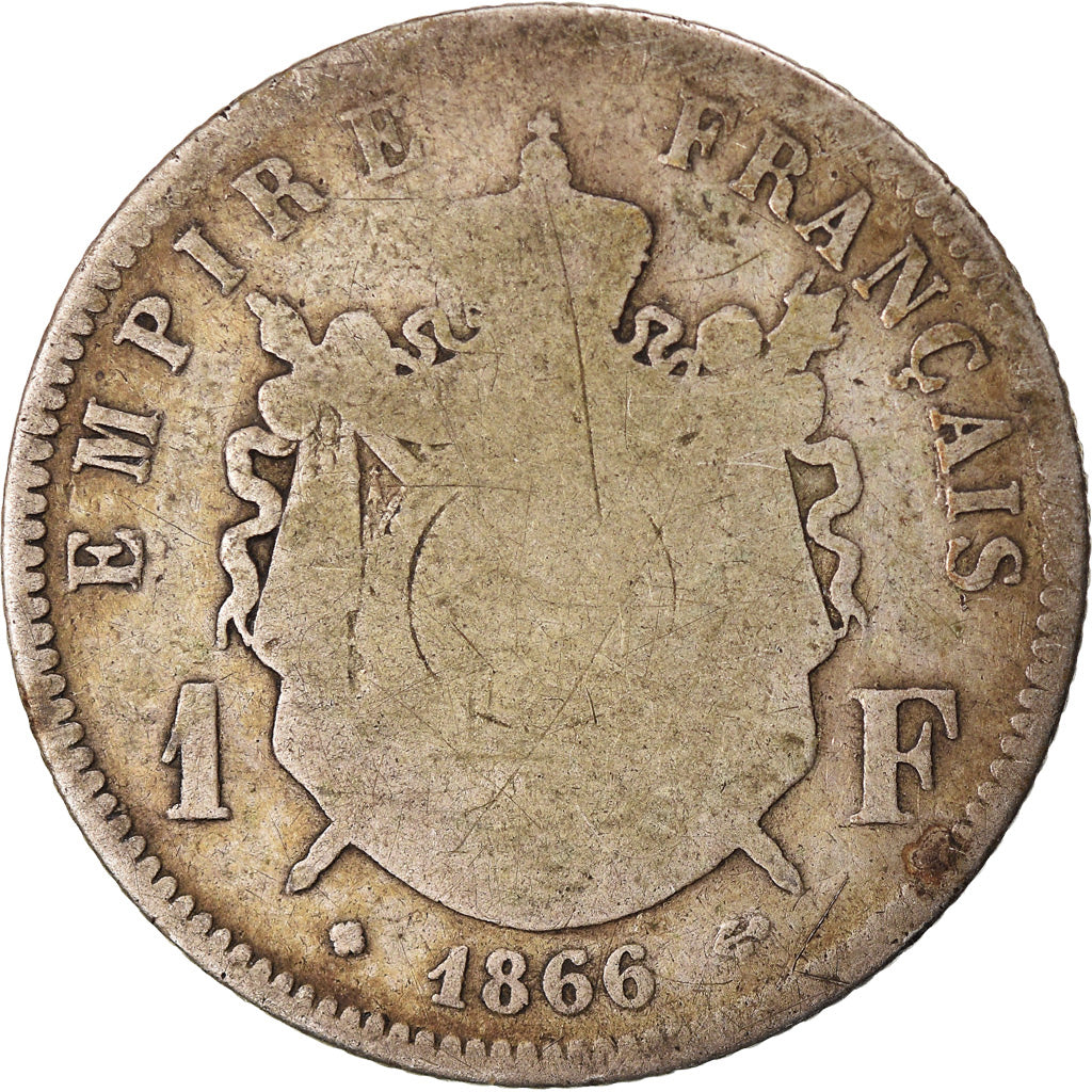 Munten, Frankrijk, Napoleon III, Napoléon III, Franc, 1866, Strasbourg, Sedan