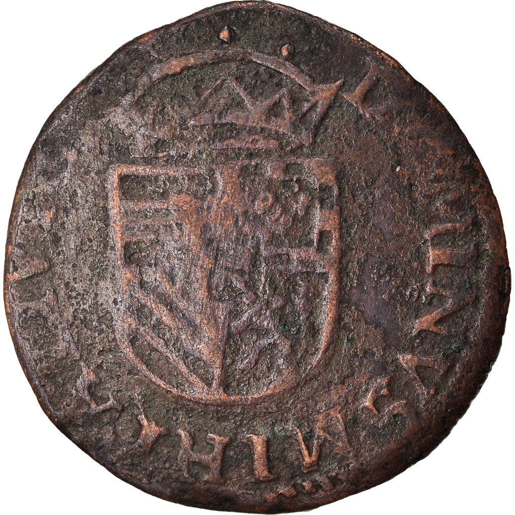 Moneda, Francia, Artois, Philippe II, Liard, 158(-), Arras, BC+, Cobre