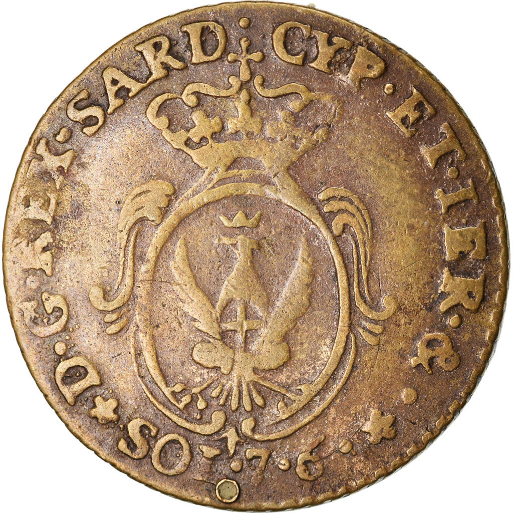 Moeda, ESTADOS ITALIANOS, SARDINIA, Carlo Emanuele IV, 7.6 Soldi, 1800, Torino