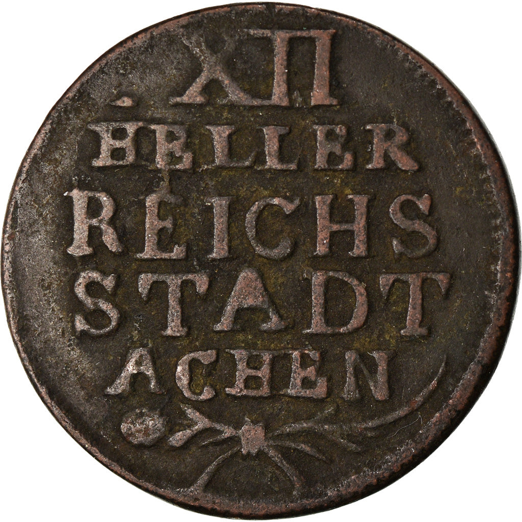 Coin, German States, AACHEN, 12 Heller, 1791, VF(30-35), Copper, KM:51