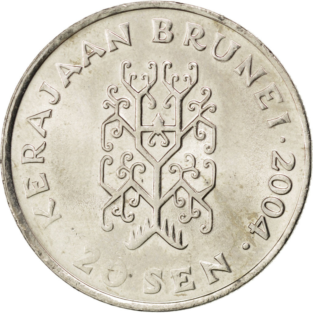 BRUNEI, 20 Sen, 2004, KM #37, MS(63), Copper-Nickel, 23.5, 5.66