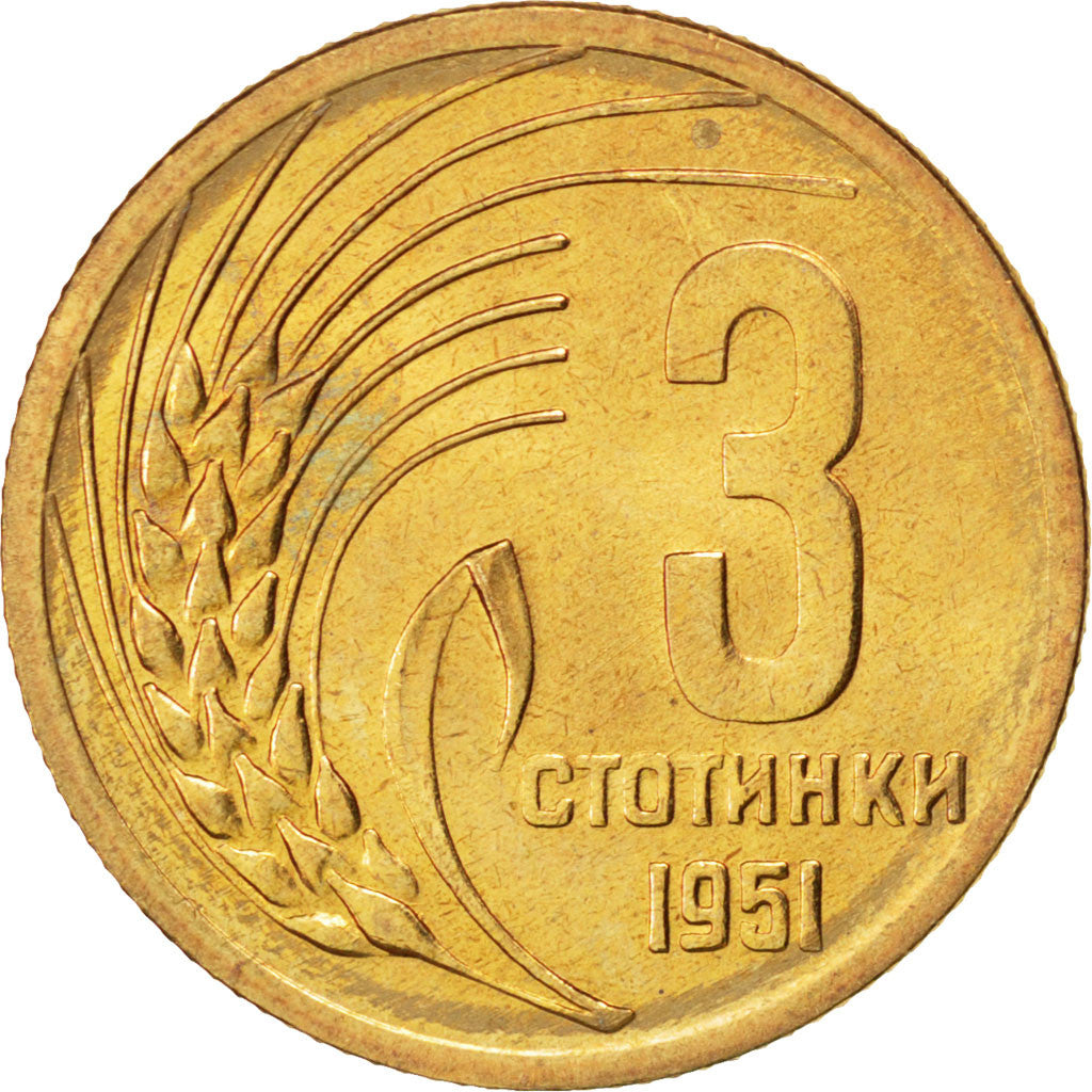Coin, Bulgaria, 3 Stotinki, 1951, MS(63), Brass, KM:51