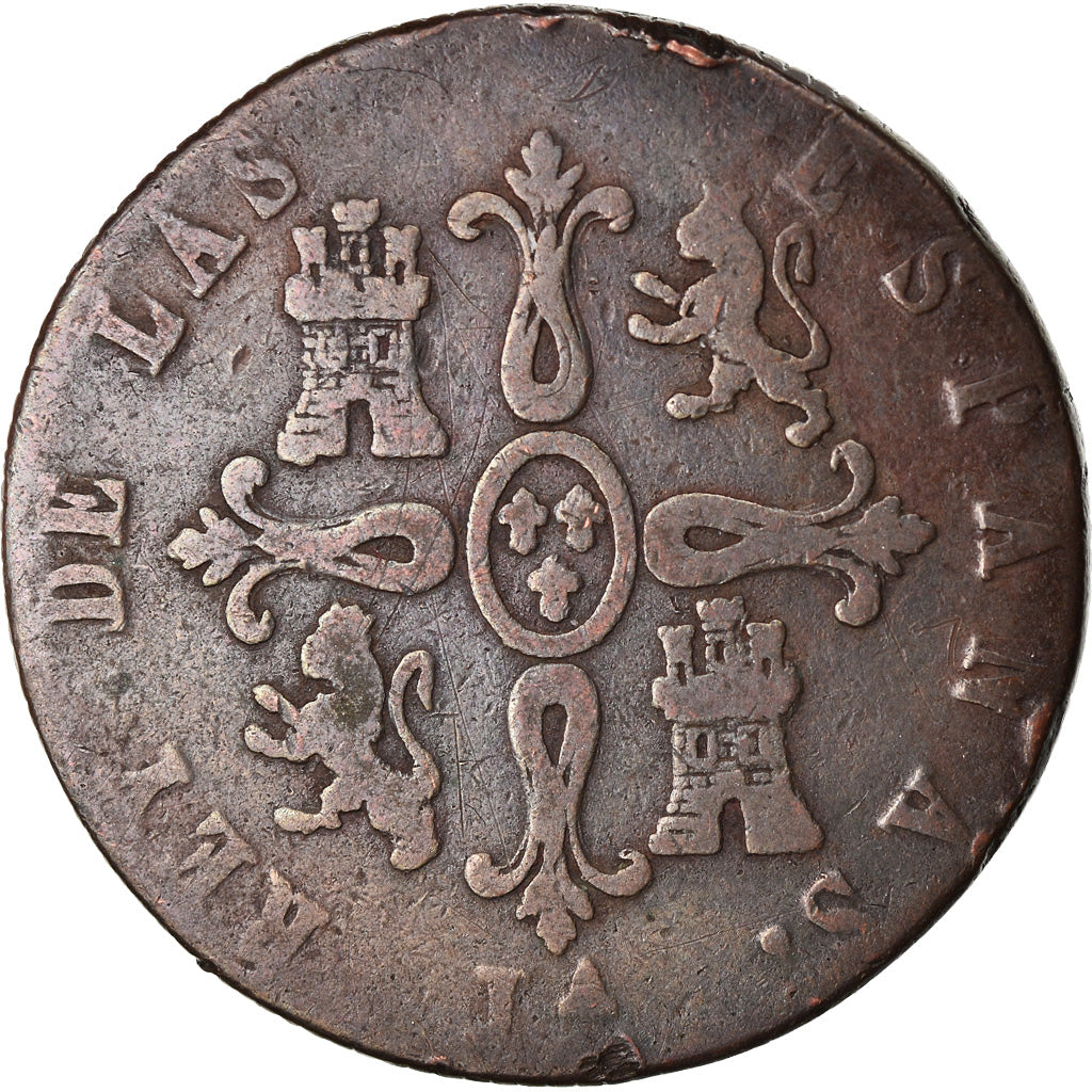 Coin, Spain, Ferdinand VII, 8 Maravedis, 1823, Jubia, VF(20-25), Copper